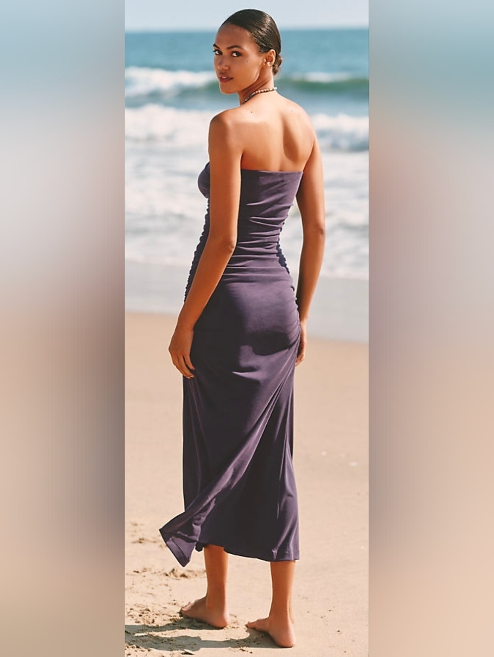Anthropologie Strapless Ruched Midi Dress - Picture 3 of 8